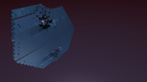 PhysX scene with 402 Cubes (~4800 Primitives)Ball hitting the second wallRender time: 30minutes